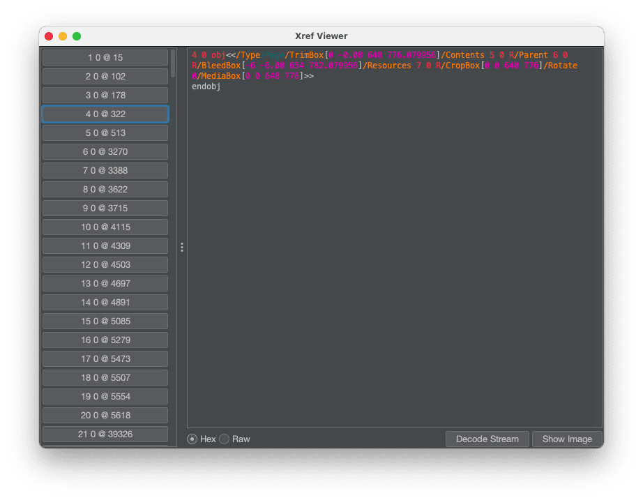 XRefテーブル閲覧