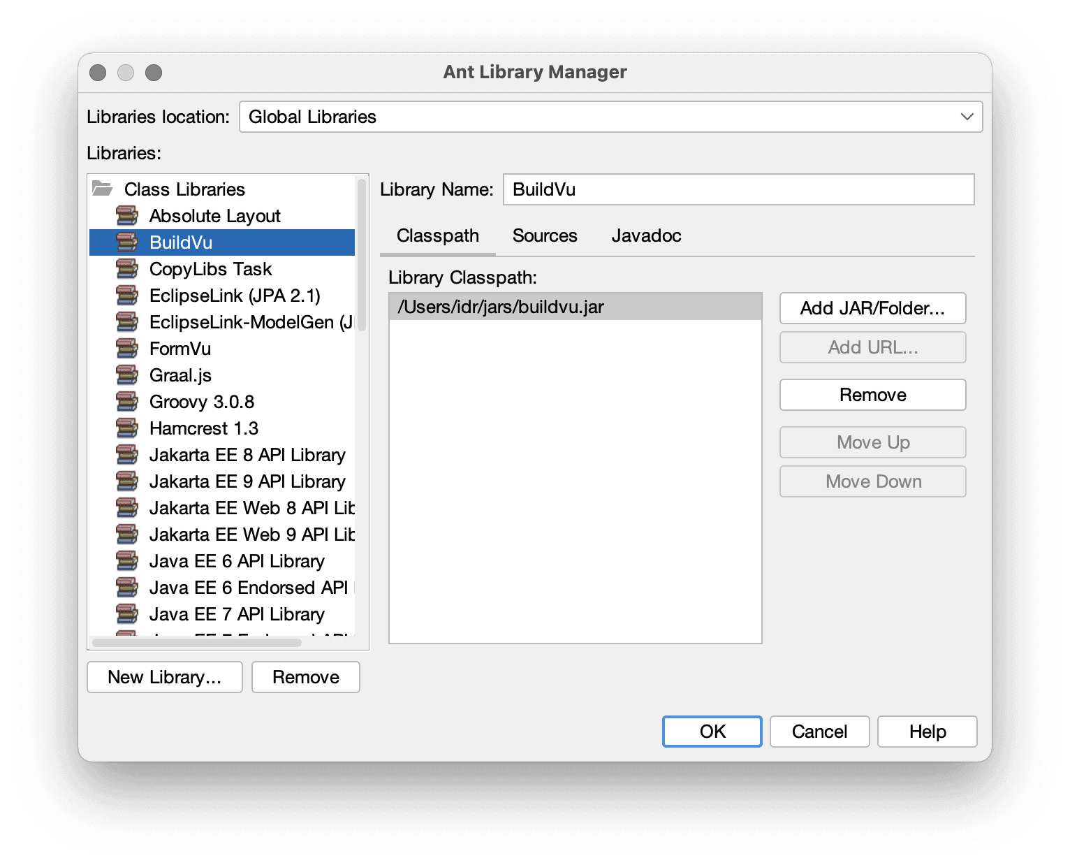 BuildVuのエントリーを選択